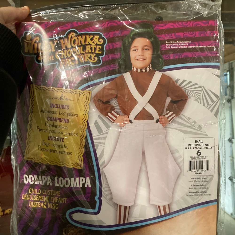Rubie’s Willy Wonka Oompa Loompa costume boys small 4-6 NEW IN PACKAGE